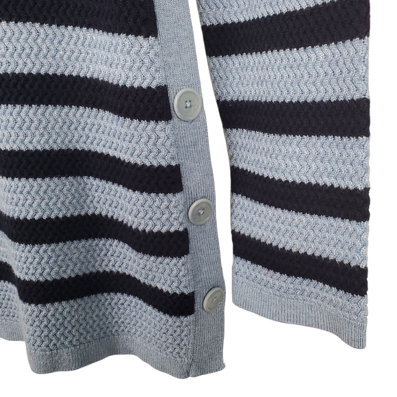 Talbots Blue & Black Striped Sweater. Tunic Length w/ Buttons. Petite LG. G86 - Picture 4 of 9